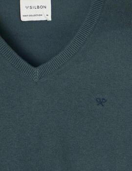 Silbon Jersey Classic Cuello Pico Verde Oscuro
