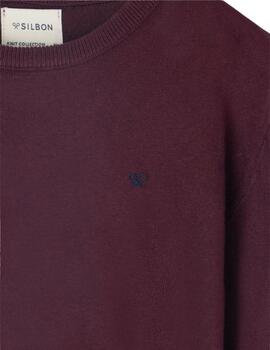 Silbon Jersey Classic Cuello Redondo Burdeos