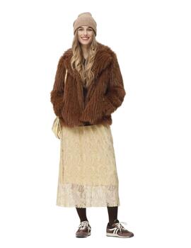 Oky Chaqueta Rois Efecto Pelo Marrón castaña