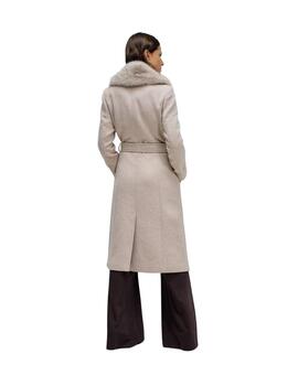 Salsa Abrigo de paño Grace largo con pelo Beige