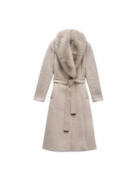 Salsa Abrigo de paño Grace largo con pelo Beige