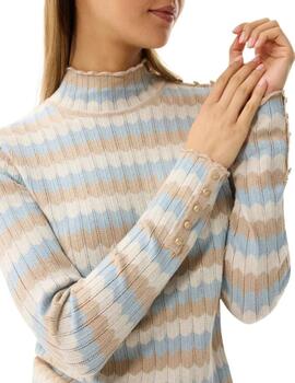 Leo & Ugo Jersey rayas azul y beige