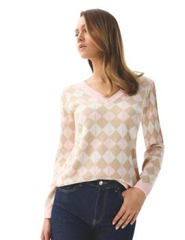 Leo & Ugo Jersey rombos rosa y beige