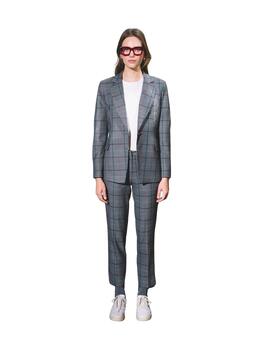 Hongo Pantalón recto de cuadros burdeos y marino