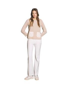 Hongo Jersey beige de punto fino con bolsillos