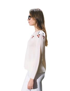 Hongo Jersey Crudo con bordados florales