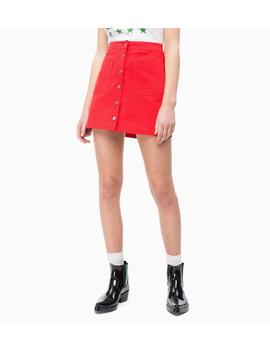 Minifalda Calvin Klein Abotonada Roja Para Mujer