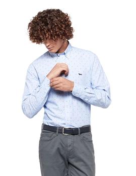 Camisa Harmont - Blaine Microestampado Azul Para Hombre