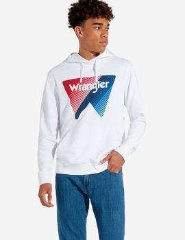 Sudadera Wrangler Logo Hoodie Blanca Para Hombre