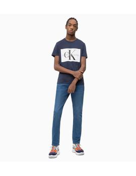 Camiseta Calvin Klein slim con logo Marino Para Hombre