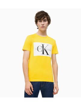 Camiseta Calvin Klein Slim Con Logo Amarilla Para Hombre