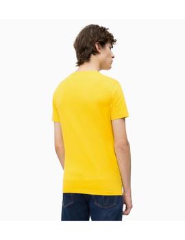 Camiseta Calvin Klein Slim Con Logo Amarilla Para Hombre