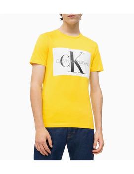 Camiseta Calvin Klein Slim Con Logo Amarilla Para Hombre