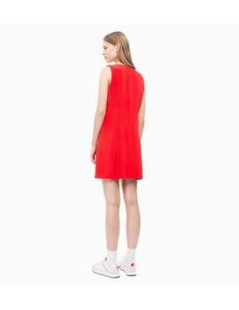 Vestido Calvin Klein rojo acampanado de satén Para Mujer