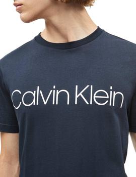 Camiseta Calvin Klein Marino Con Logo Blanco Para Hombre