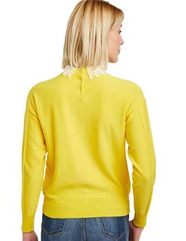 Jersey Naf Naf Amarillo Cuello de Crochet Para Mujer