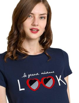 Camiseta Naf Naf Marino Gafas Para Mujer