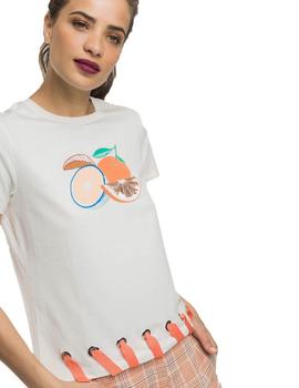 Camiseta Alba Conde Crudo Print de Naranjas Para Mujer
