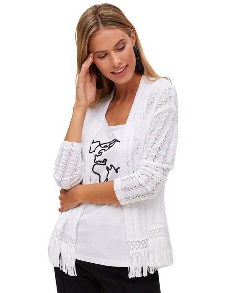 Chaqueta de punto top blanca mujer