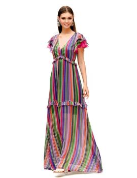 Vestido Event Estampado De Rayas Multicolor Para Mujer