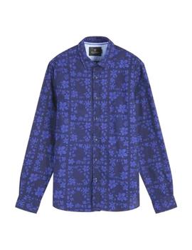 Camisa Scotch - Soda Azul Con Estampado Floral Para Hombre