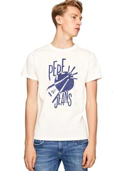 Camiseta Pepe Jeans Texto Estampado Ben Beige Para Hombre