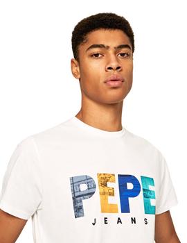 Camiseta Pepe Jeans Multicolor Edison Blanca Para Hombre
