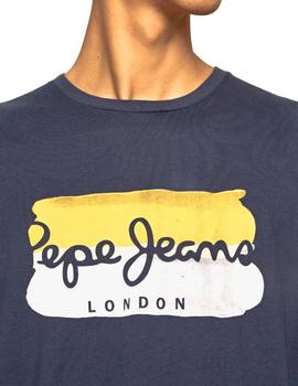 Camiseta Pepe Jeans Efecto Pintura Milburn Marino De Hombre