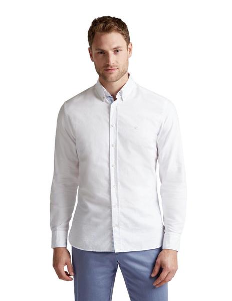 bibliotecario Desigualdad Experimentar Camisa Hackett fit slim bordada Blanca Para Hombre