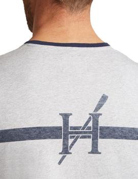 Camiseta Hackett Henley Regatta Gris Para Homnbre