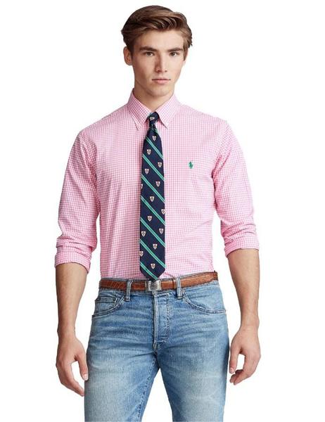 partícipe Desobediencia Universidad Camisa Ralph Lauren Cuadros Vichy Rosa Para Hombre