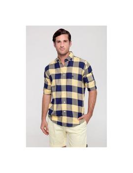 Camisa De Cuadros Azules-Amarillos de Altonadock para hombre