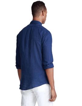 Camisa Ralph Lauren Azul Lino Para Hombre