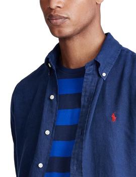 Camisa Ralph Lauren Azul Lino Para Hombre