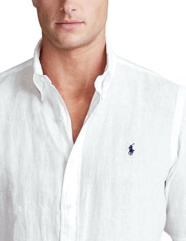 Camisa Ralph Lauren Blanca Logo Marino Para Hombre