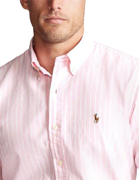 Camisa Ralph Lauren Blanca y Rosa Rayas Para Hombre