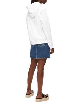 Sudadera Calvin Klein Blanca Con Capucha y Logo Para Mujer
