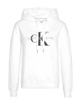 Sudadera Calvin Klein Blanca Con Capucha y Logo Para Mujer