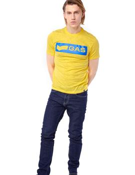Camiseta Gas Logo Amarilla Para Hombre