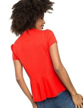 Camiseta Alba Conde Rojo Con Botones Para Mujer