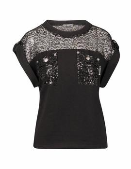 Camiseta Highly Preppy Red Sequins Negro Para Mujer
