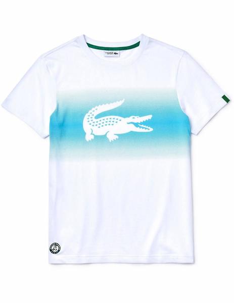 Camiseta Lacoste Blanca Con Degradé Para Hombre