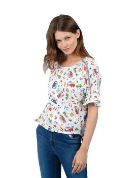 Camiseta Hongo Estampado Multicolor Para Mujer