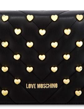 Bolso Love Moschino Con Tachas Corazón Negro Para Mujer