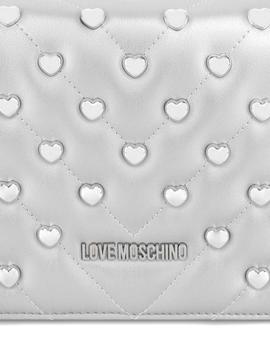 Bolso Love Moschino Con Tachas Corazón Plata Para Mujer
