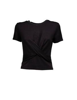 Camiseta Silvian Heach Negra Cruzada Para Mujer
