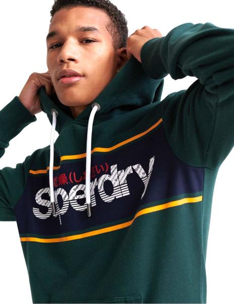 Tranquilizar Mal verbo Sudadera Superdry Verde Banda Logo Para Hombre