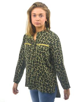Camisa Yhocos Estampado Leopardo Verde Para Mujer