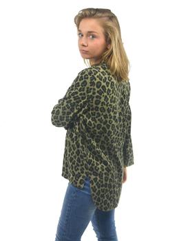 Camisa Yhocos Estampado Leopardo Verde Para Mujer