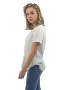 Camiseta Alba Conde Crudo Con Botones Para Mujer